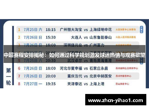 中超赛程安排揭秘：如何通过科学规划激发球迷热情与观赛欲望